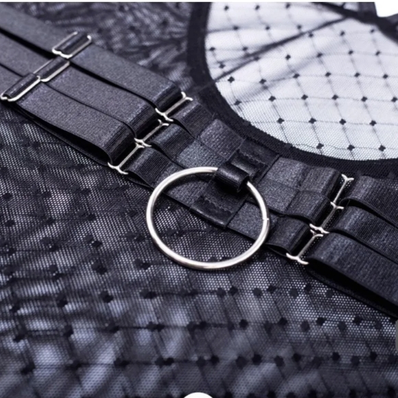 4pack Dobby Mesh Ruffle Trim Garter Teddy Bodysuit Women Sexy Lingerie Underwear - Picture 7 of 10